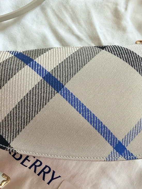 Burberry Black & Cream Check Canvas Crossbody Bag with Blue Accent - Picture 3 of 14